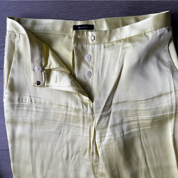 Massimo Dutti Wide Leg Satin Lemon-Yellow Pants Size 24 - Picture 3 of 8